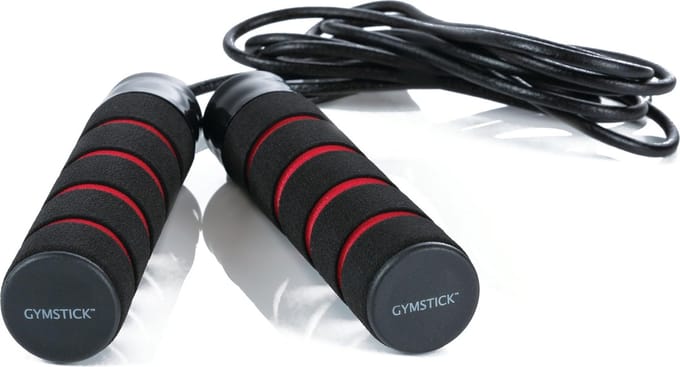 Gymstick Pro Leren Springtouw - Met trainingsvideo's - 275 cm - Zwart/Rood