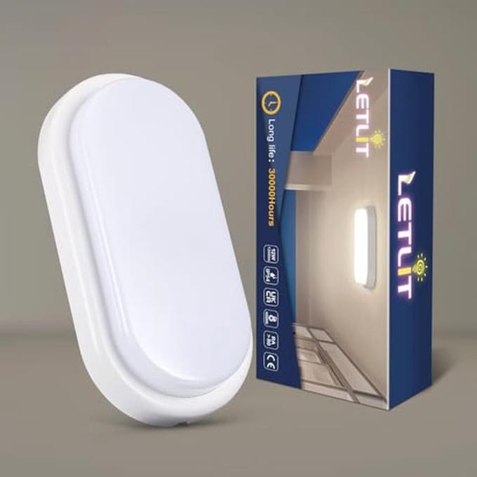 LED Plafondlamp Ovaal 12W - Vochtige Ruimtes Verlichting met IP54