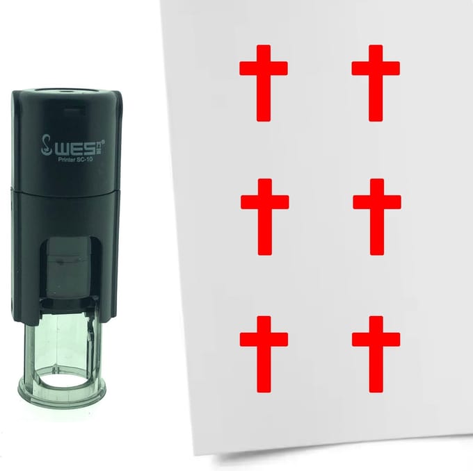 CombiCraft Stempel Kruis / Christendom 10mm rond - Rode inkt