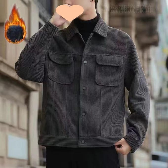 Veste à revers de printemps et d'automne Veste décontractée ample en polaire pour hommes M black