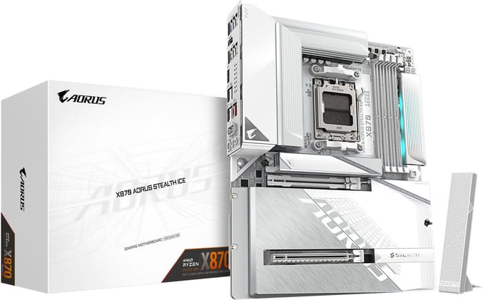 GIGABYTE X870 AORUS STEALTH ICE Moederbord - AMD X870 - AMD AM5 - DDR5 RAM - ATX
