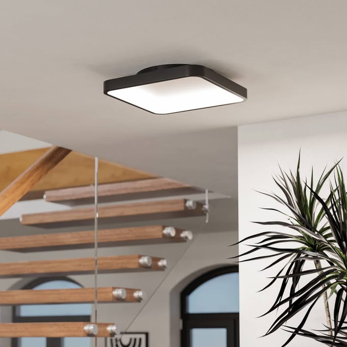 EGLO connect.z Loretello-Z Smart Plafondlamp - 35 cm - Zwart/Wit - Instelbaar RGB & wit licht - Dimbaar - Zigbee
