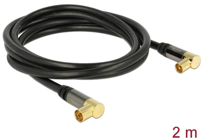 Delock Antenna Cable IEC Plug Angled > IEC Jack Angled RG-6/U 2 m black