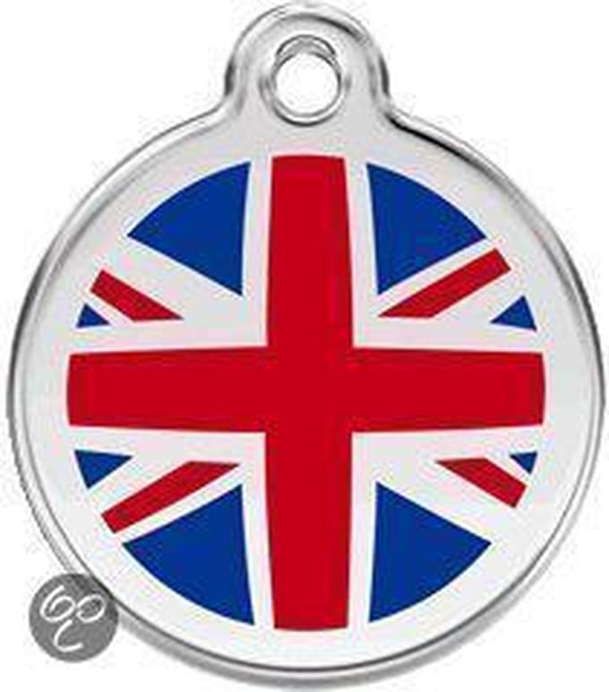 Red Dingo Hondenpenning 30 mm Groot Britannië Engelse vlag