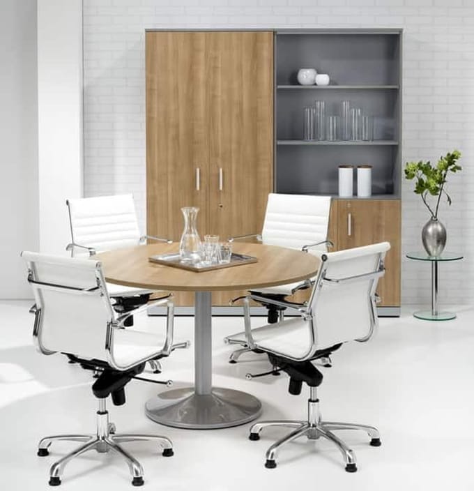 Ronde vergadertafel Work diameter Ø120cm bladkleur Wit framekleur Wit (RAL9010)