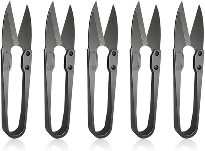 SnelShoppen - Set van 5 Oogstscharen 10 cm - Snoeischaar met Roestvrijstalen Messen - Zwart - Ideaal voor Tuin, Keuken en Creatieve Projecten