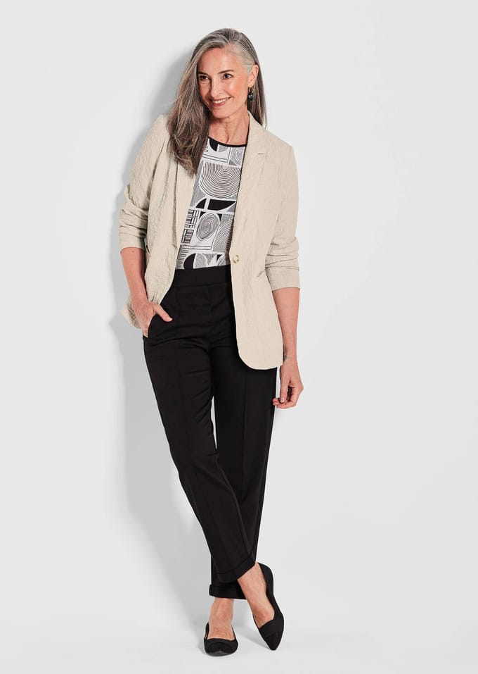 Blazer in structuurlook - steengrijs - Gr. 25 van Goldner Fashion