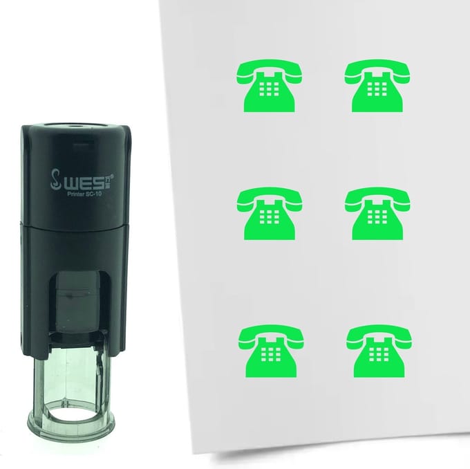 CombiCraft Stempel Telefoon 10mm rond - Groene inkt