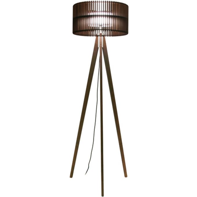 Waldmann LED vloerlamp Vivaa.free, walnoot, 3000K, driepoot, hout