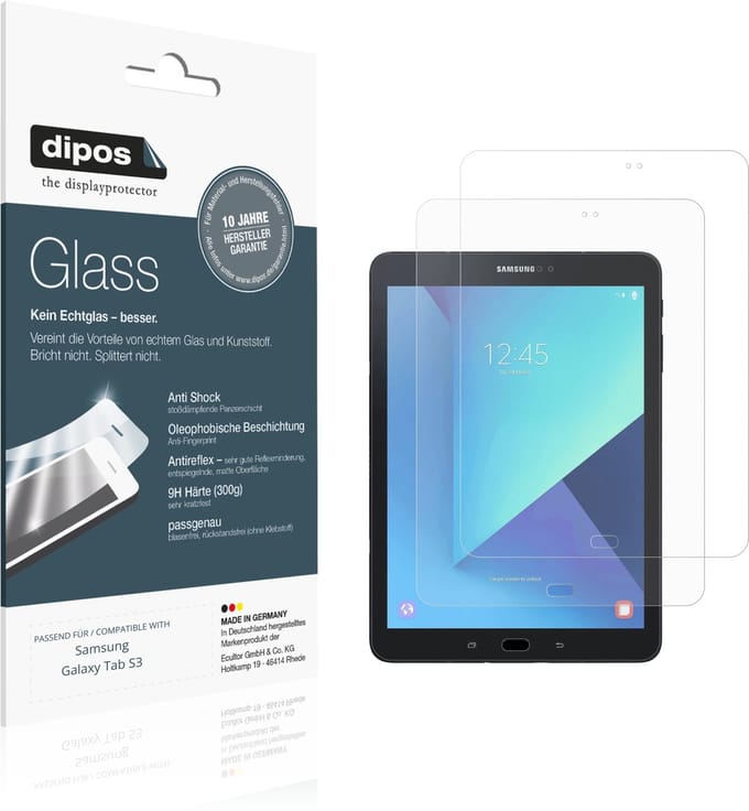 dipos – 2x Matte Pantserfolie geschikt voor Samsung Galaxy Tab S3 | 9H Screenprotector