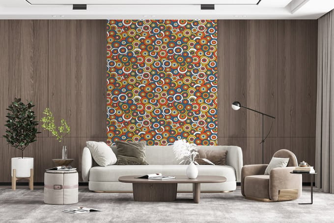 Behang - Fotobehang Patroon - Retro - Cirkel - Breedte 145 cm x hoogte 220 cm