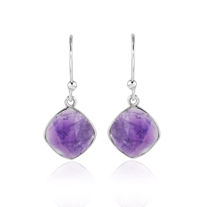 SilverGems Zilveren oorhangers met Amethist edelstenen