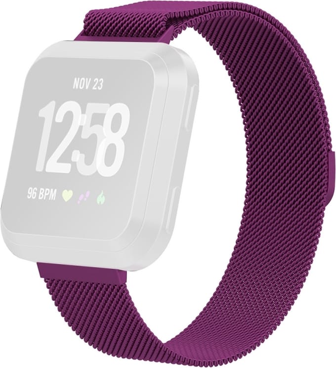 Milanees bandje - geschikt voor Fitbit Versa / Versa 2 - maat M/L - paars