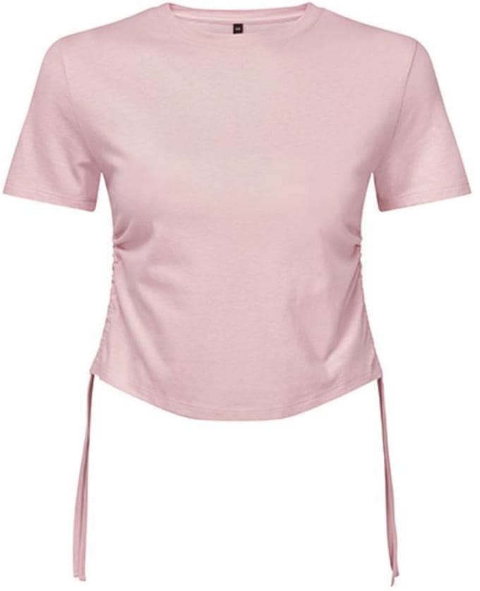 TriDri - Ruched Dames Crop Top - Light Pink maat S