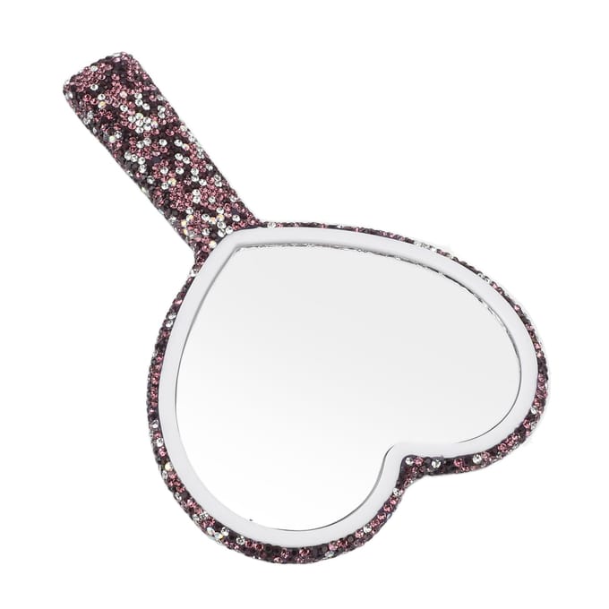 Strass Handspiegel Draagbaar Schattig Glanzend Handheld Bling Hart Spiegel voor Bruiloften white