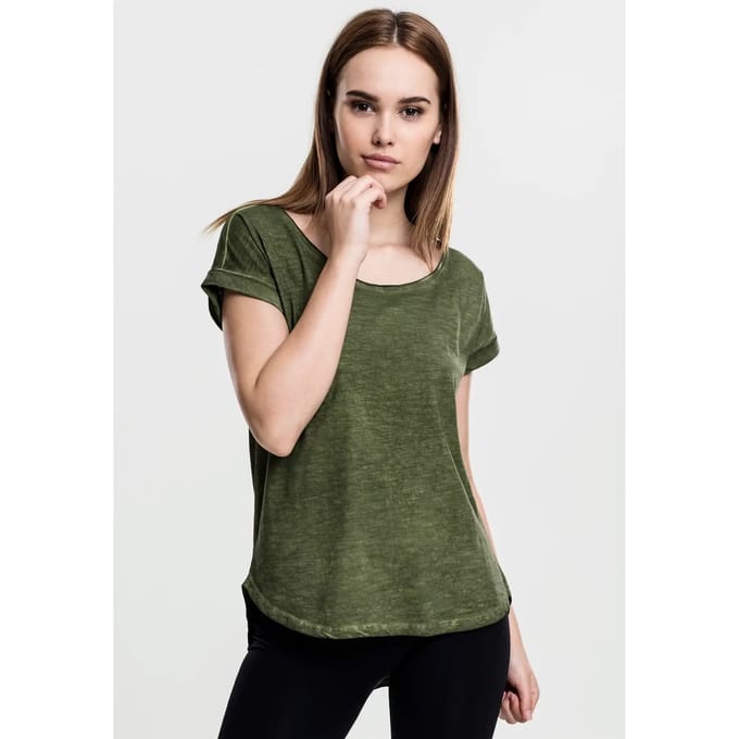 Urban Classics - Shaped Spray Dye Shirt - S - Groen