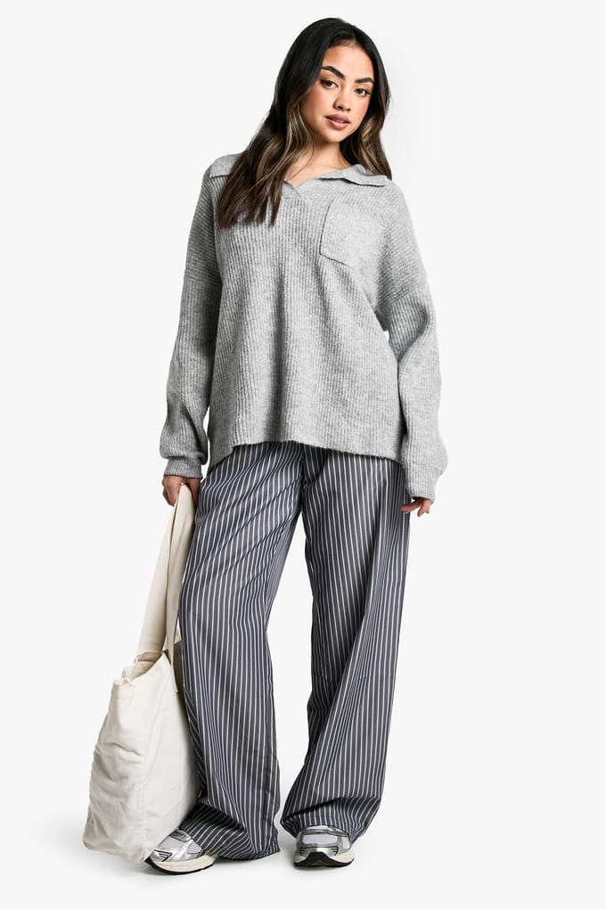 boohoo Dames Polo-kraagtrui | Grey Marl | Maat: Small