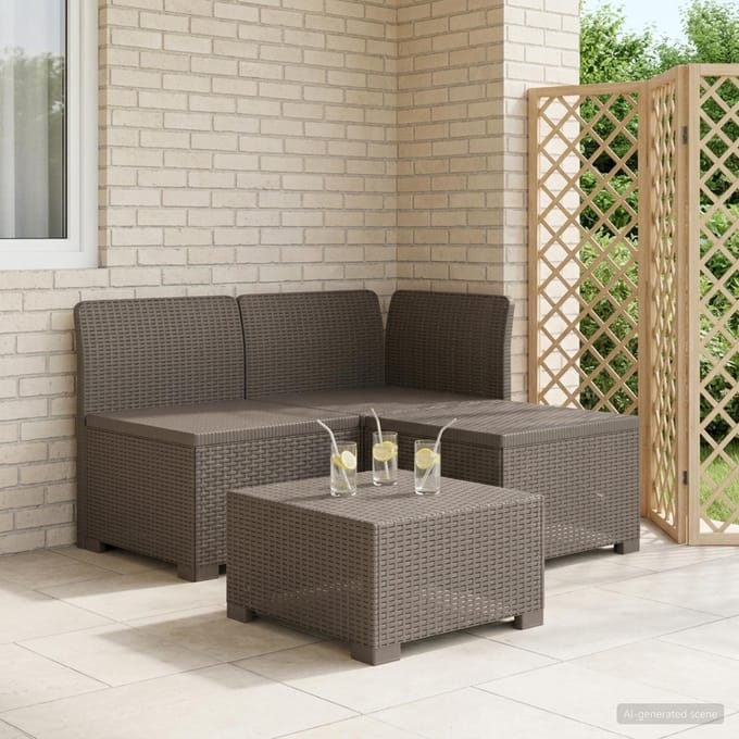 vidaXL - 3-Zits - Tuin - Sofa - Rottanlook - 3-zits - PP - Lichtgrijs