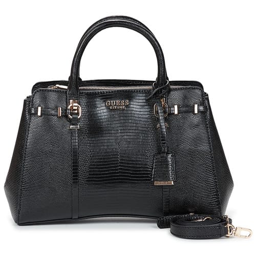 GUESS handtas schoudertas Leona Multi Compartment Satchel Black zwart