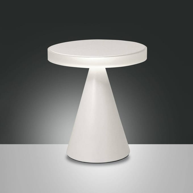 Fabas Luce Neutra LED tafellamp, hoogte 27 cm, wit, touchdimmer