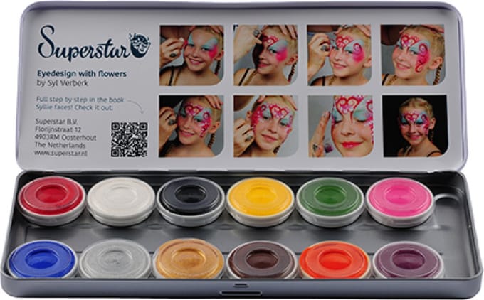 Superstar waterschmink palet bright 12 kleuren