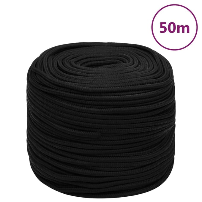 vidaXL - Werktouw - 10 - mm - 50 - m - polyester - zwart