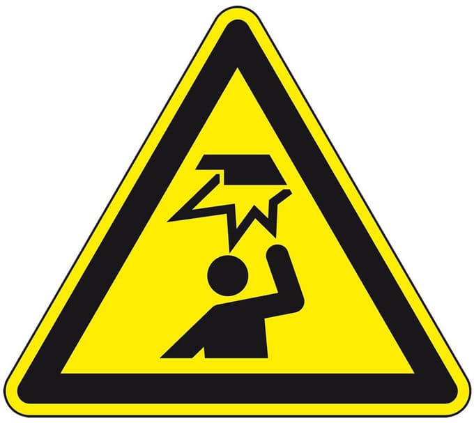 Waarschuwingssticker stootgevaar - ISO 7010 - W020 400 mm