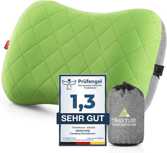 Opblaasbaar ergonomisch camping- en reiskussen met wasbare kussensloop - Comfortabel nekkussen voor onderweg