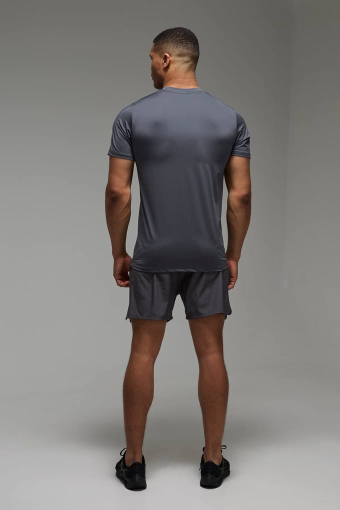 Man Active Regular Fit Performance Gym T-Shirt | Charcoal | Size XL