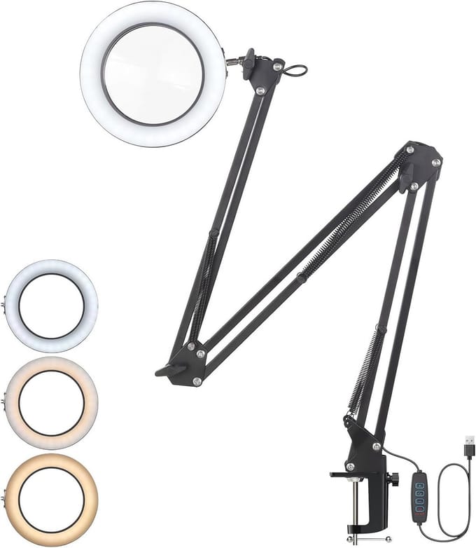 Verstelbare LED Vergrootglas Leeslamp - 8x Vergroting Met Draaibare Lens