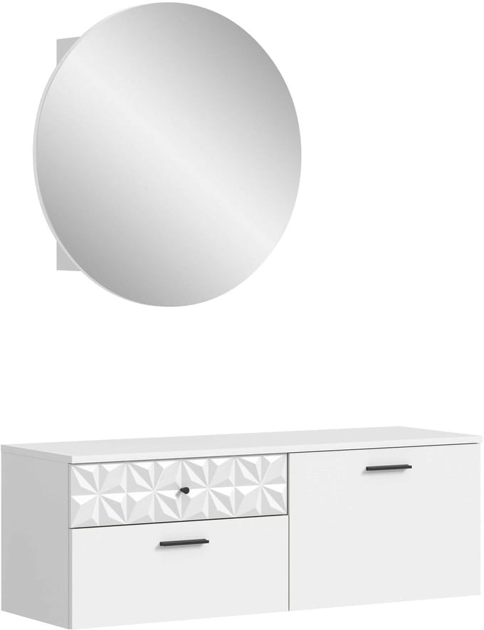 Prisma kledingkastcombinatie wit melamine wit hoogglans MDF TZ - 34x110x192cm