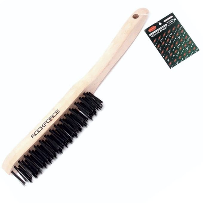 Rockforce - Stalen Draadborstel - 6 Rijen - Ergonomisch Handvat - Houten Greep