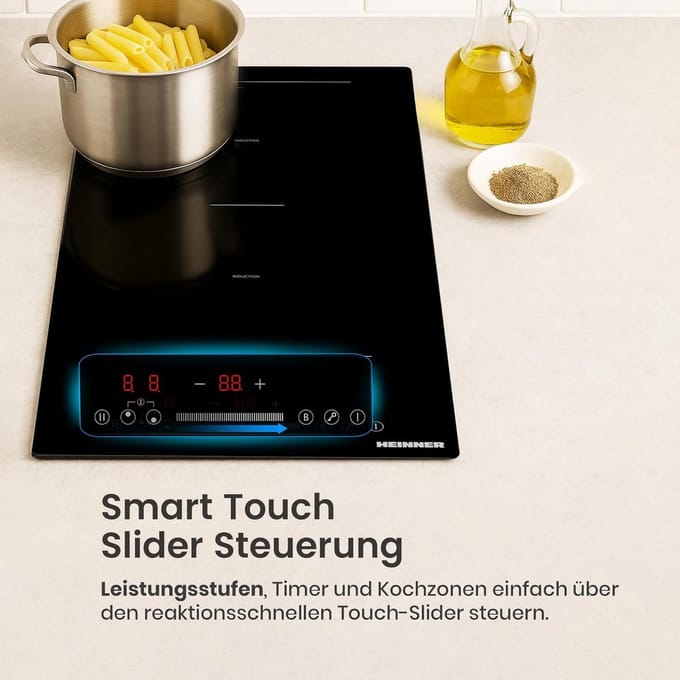 Inbouw Inductiekookplaat - Kookzone - Efficiënt Koken - Touch Slider Bediening - 288 x 52 cm - Zwart