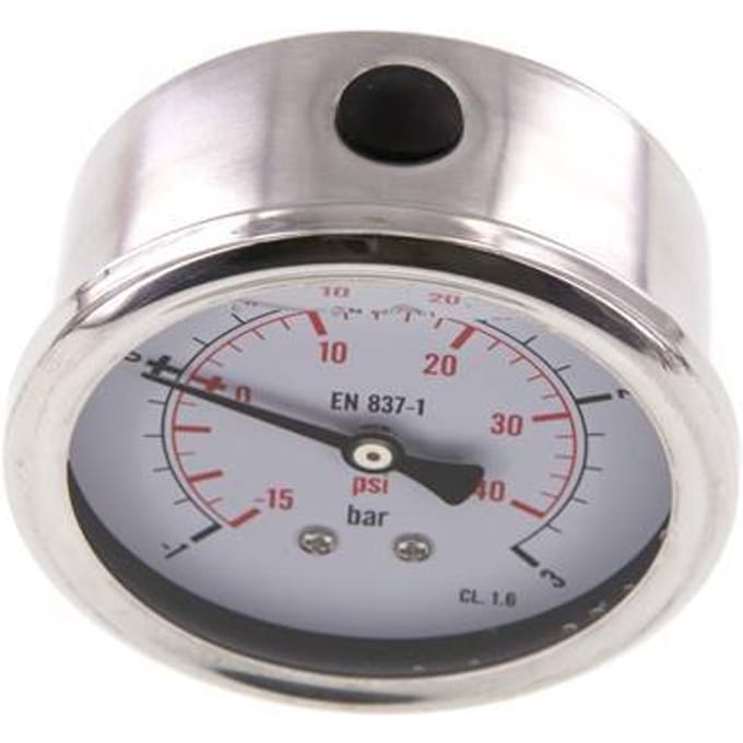 -1..3 Bar Glycerine Manometer Achteraansluiting RVS/Messing 63 mm Klasse 1.6 - ML-1363SHG