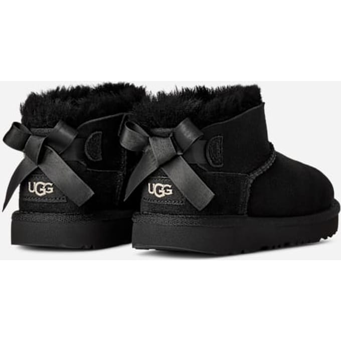 UGG® Ultra Mini Bailey Bow Boot in Black, Size 2, Polyester/Wool