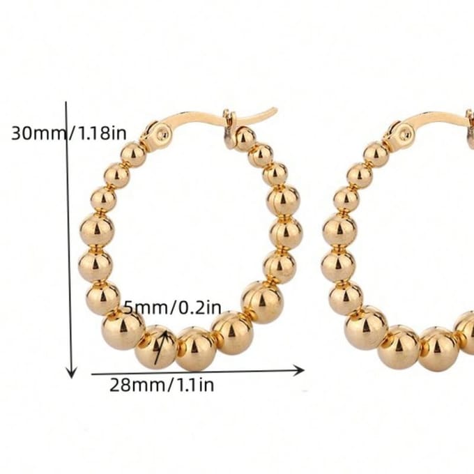 1 paar RVS Bal Kraal Hoepel Oorbellen 30mm*28mm*5mm goud