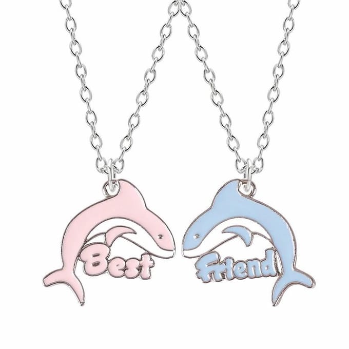 Fako Bijoux® - Vriendschapsketting - BFF Ketting - Dolfijnen - Blauw/Roze