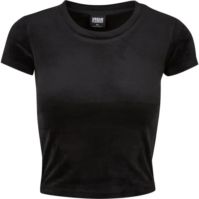 Urban Classics - Short Velvet tee Top - S - Zwart
