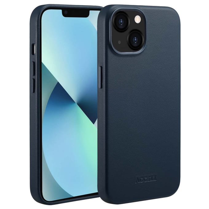Accezz Hoesje - Geschikt voor iPhone 13 - geschikt voor MagSafe Leather Backcover - Nightfall Blue