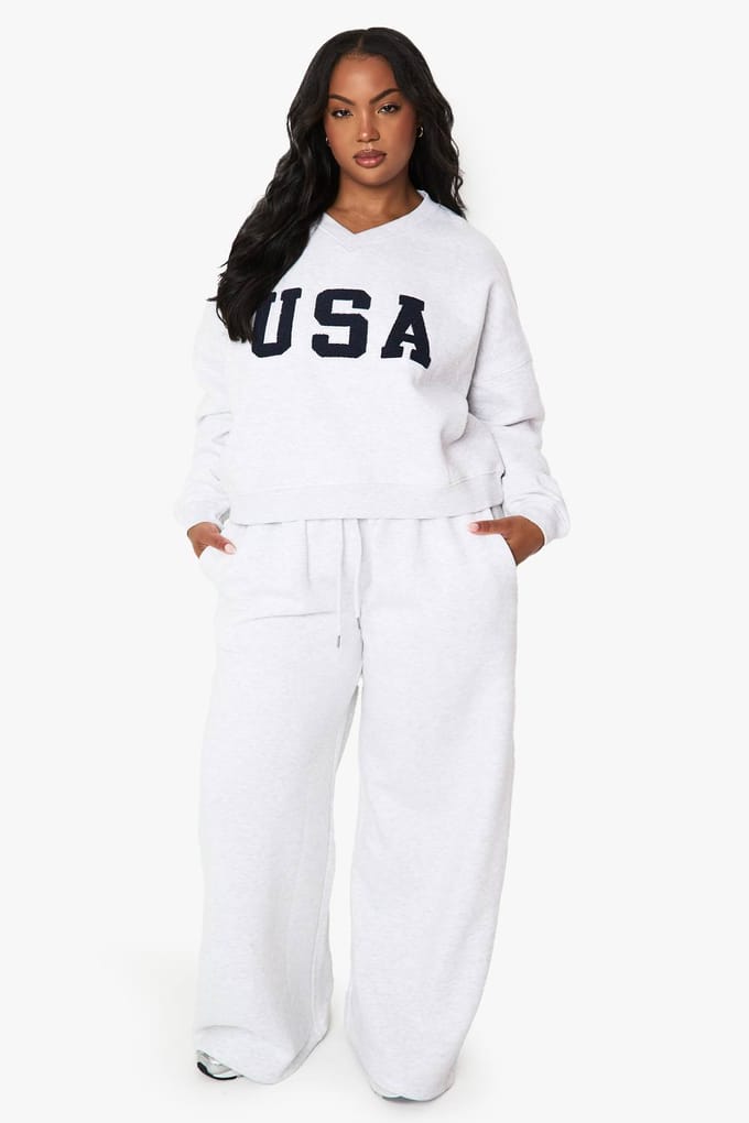 boohoo Dames Plus joggers met wijde pijpen | Ash Grey | Maat: 28
