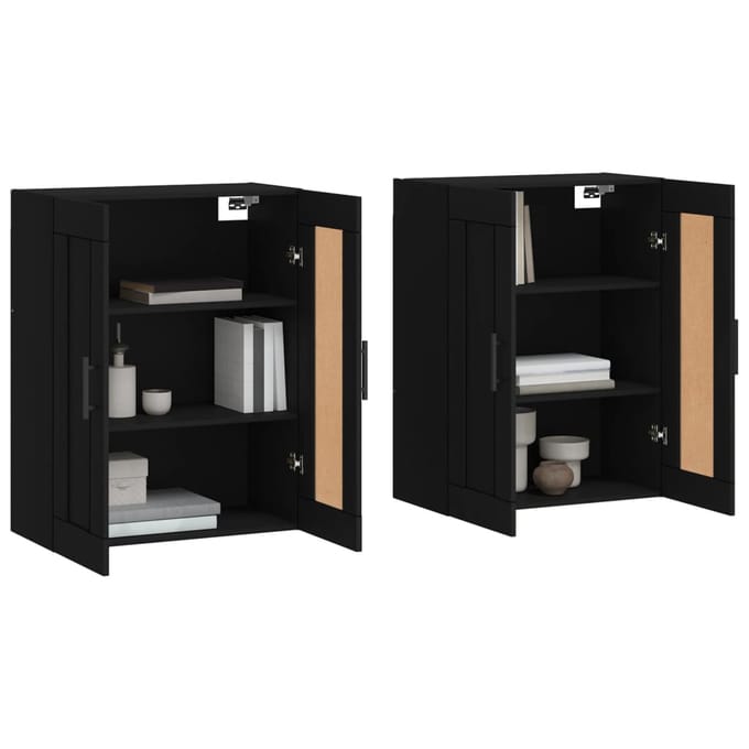 vidaXL - Hangkasten - 2 - st - bewerkt - hout - zwart