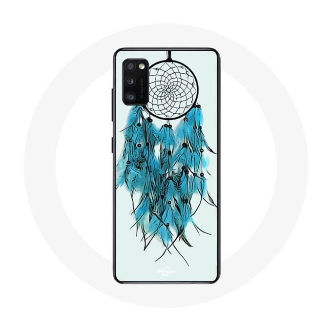 Samsung Galaxy A41 Case Dream Catcher Blauw Witte Achtergrond
