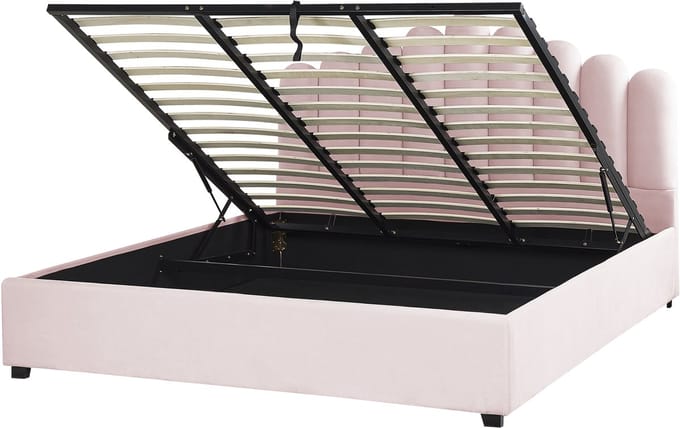 VINCENNES - Bed met opbergruimte - Pastelroze - 180 x 200 cm - Fluweel