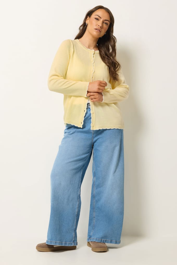 Yours Geel Cardigan Met Geschulpte Rand Size 42-44
