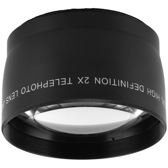 2X Telelens met Optisch Glas voor Camera Lens met Filterdiameter van 55mm 2,2in black