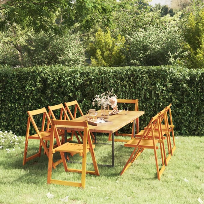 vidaXL - Opklapbare - stoelen, - 8 - stuks, - gemaakt - van - massief - acaciahout.