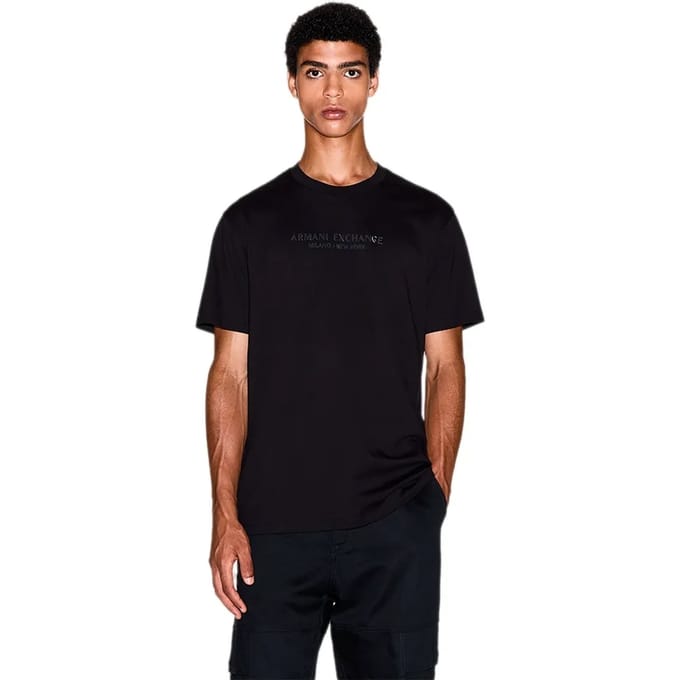 Printed Short Sleeve Round Neck T-Shirt - Black Shirts