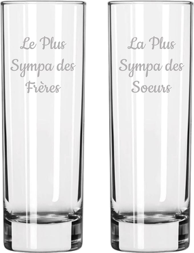 Longdrinkglas gegraveerd - 22cl - Le Plus Sympa des Frères & La Plus Sympa des Soeurs