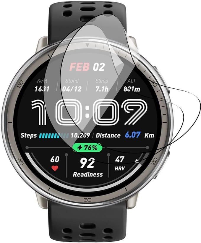 Screenprotector geschikt voor Amazfit Active 2 Round - 2x FlexGuard Screen Protector