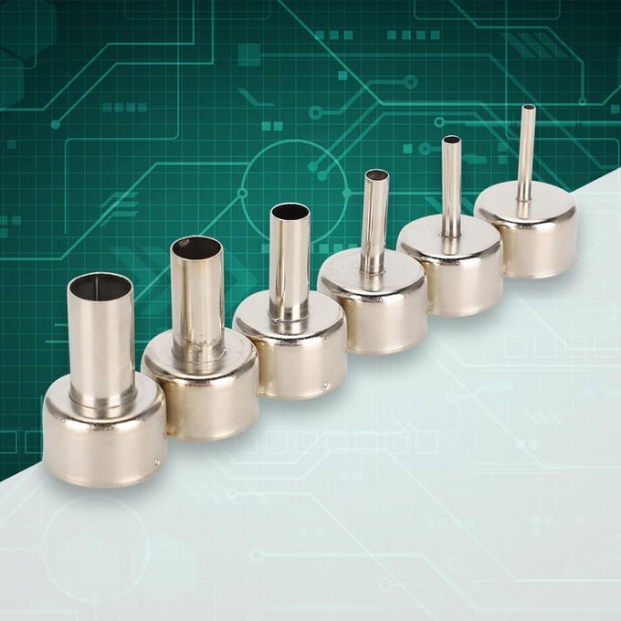6 stuks Heteluchtpistool Mondstuk 858 Heteluchtpistool SMD Rework Station Accessoire 34581012mm